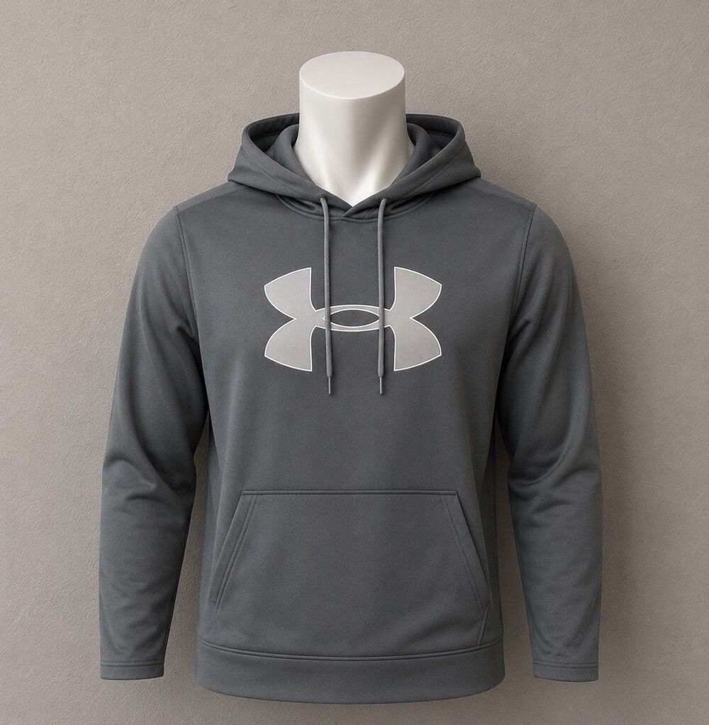 Under Armour ColdGear Gray Fleece Hoodie Mens Small Athletic Pullover Sweatshirt